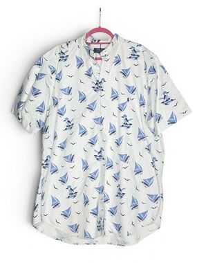 Polo Ralph Lauren 100% Cotton Button Down Short Sleeve Shirt XL Tall White Boat